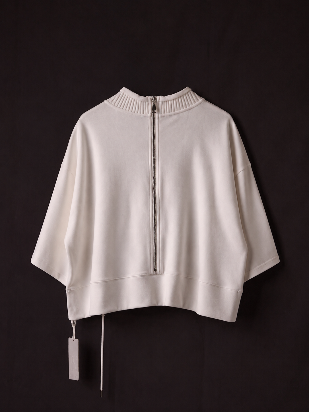 Ribbed Collar Zip Top