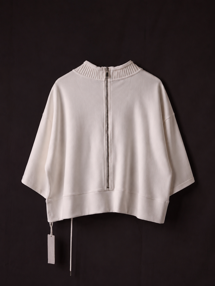 Ribbed Collar Zip Top