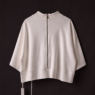 Ribbed Collar Zip Top