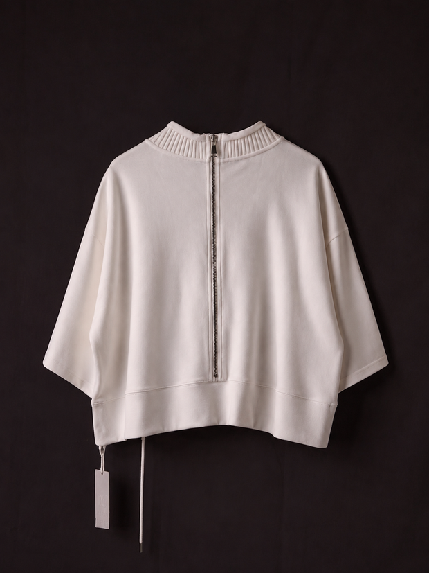 Ribbed Collar Zip Top