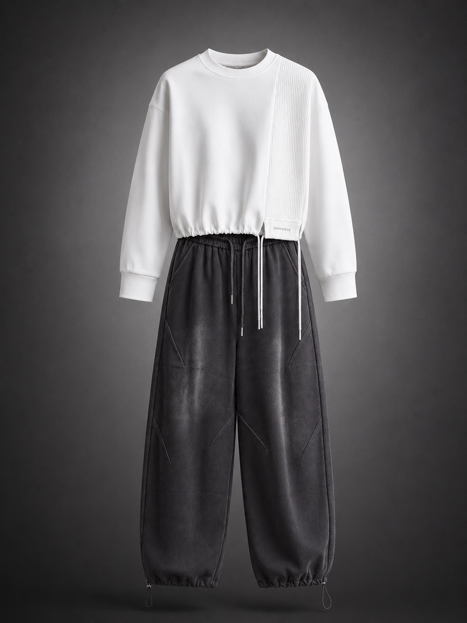 Textured Panel Sweatshirt