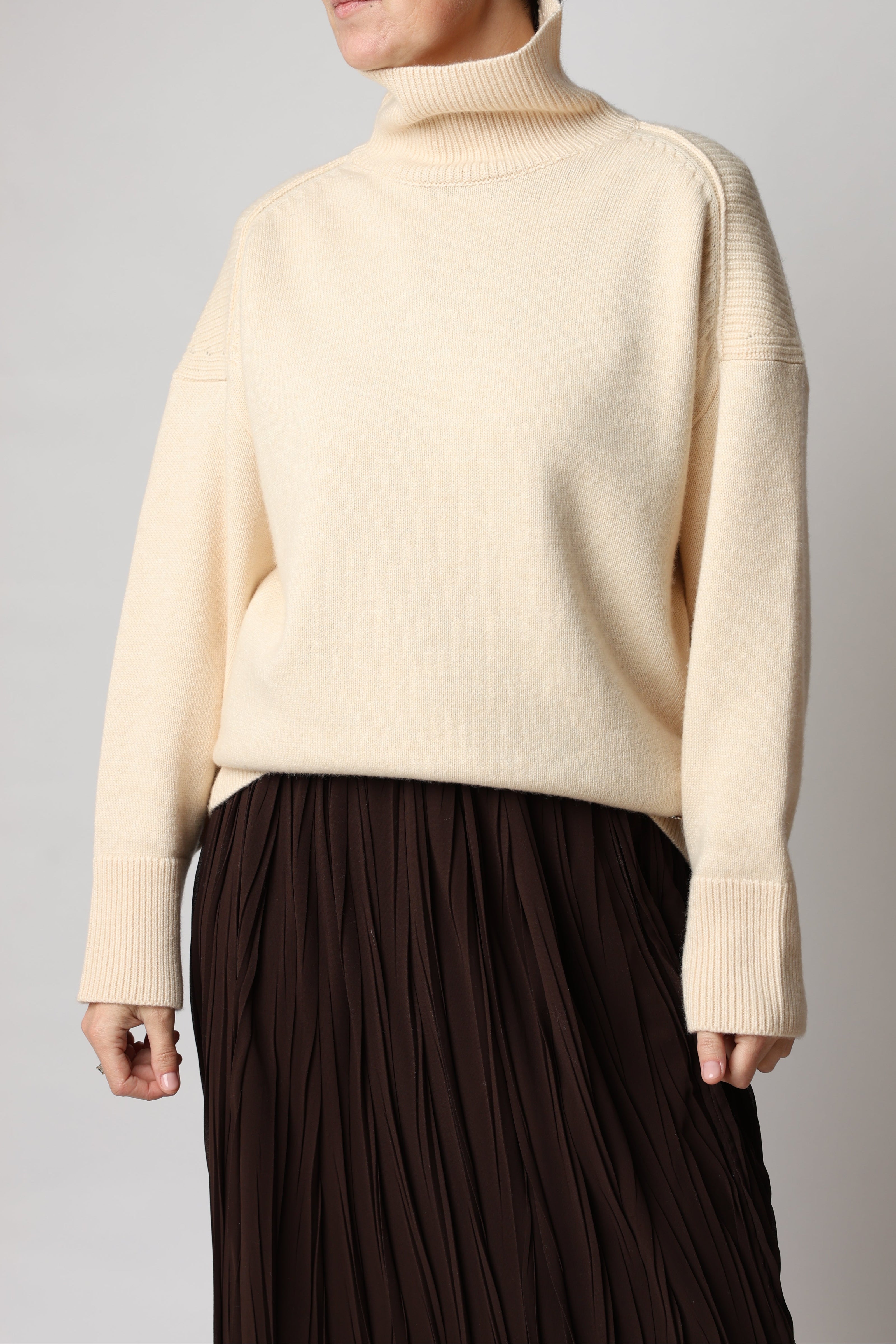 High-Neck Knit Sweater