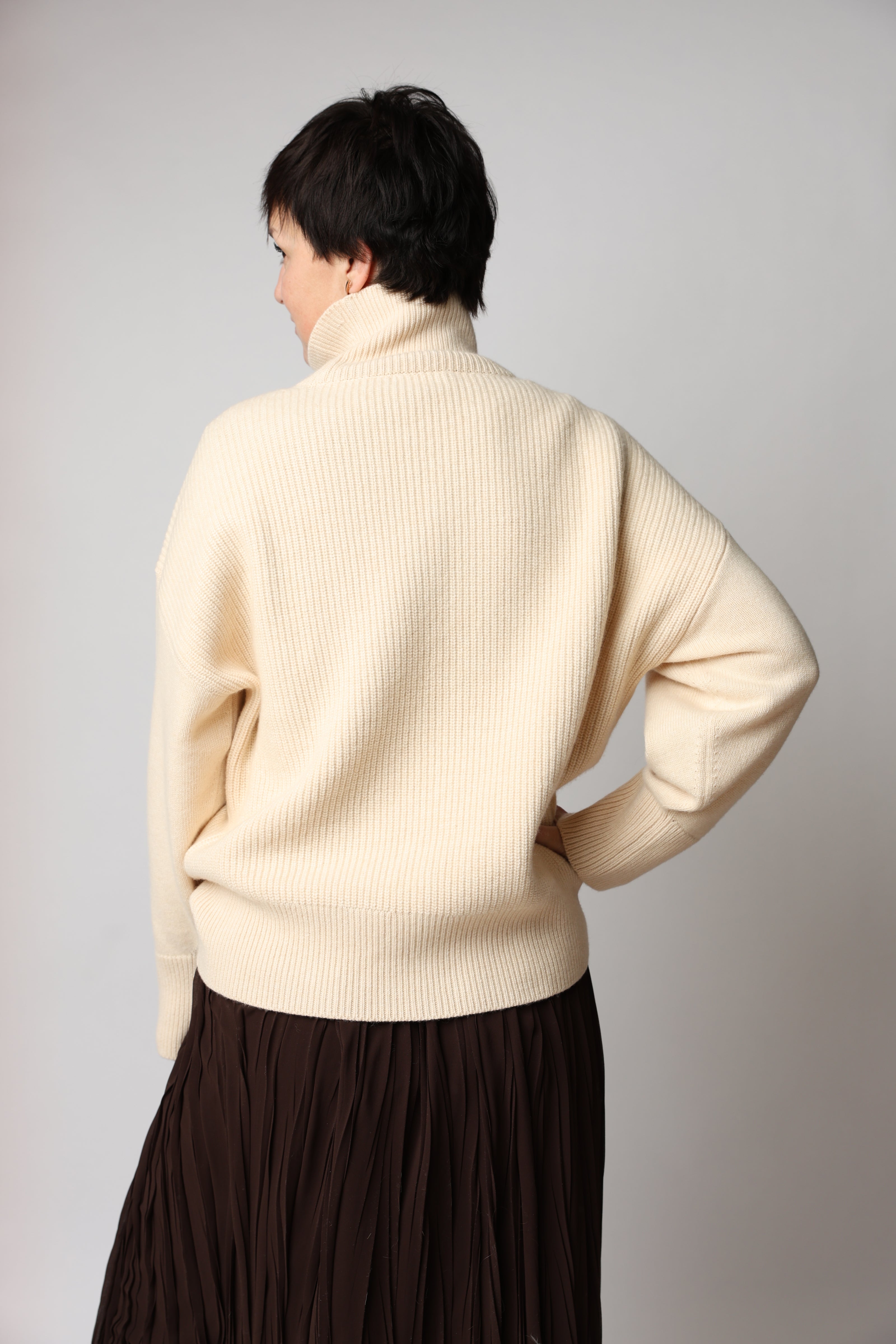 High-Neck Knit Sweater