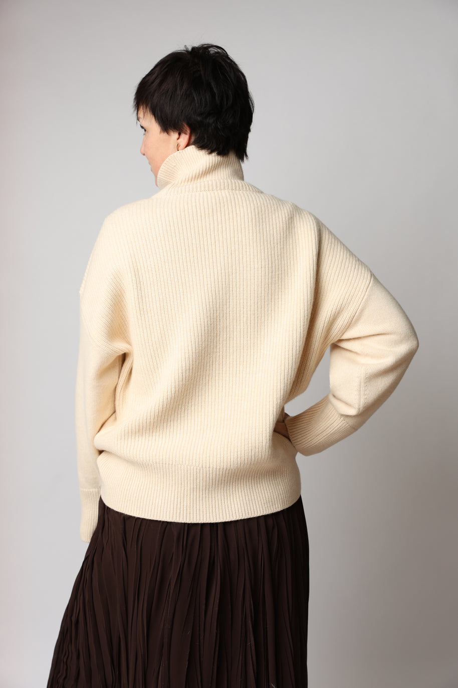 High-Neck Knit Sweater