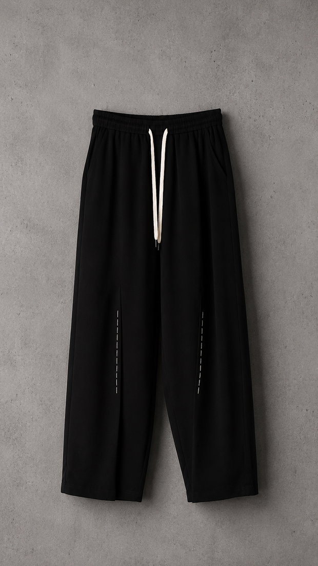 Contrast Stitch Wide-Leg Pants