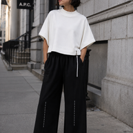 Ribbed Collar Zip Top