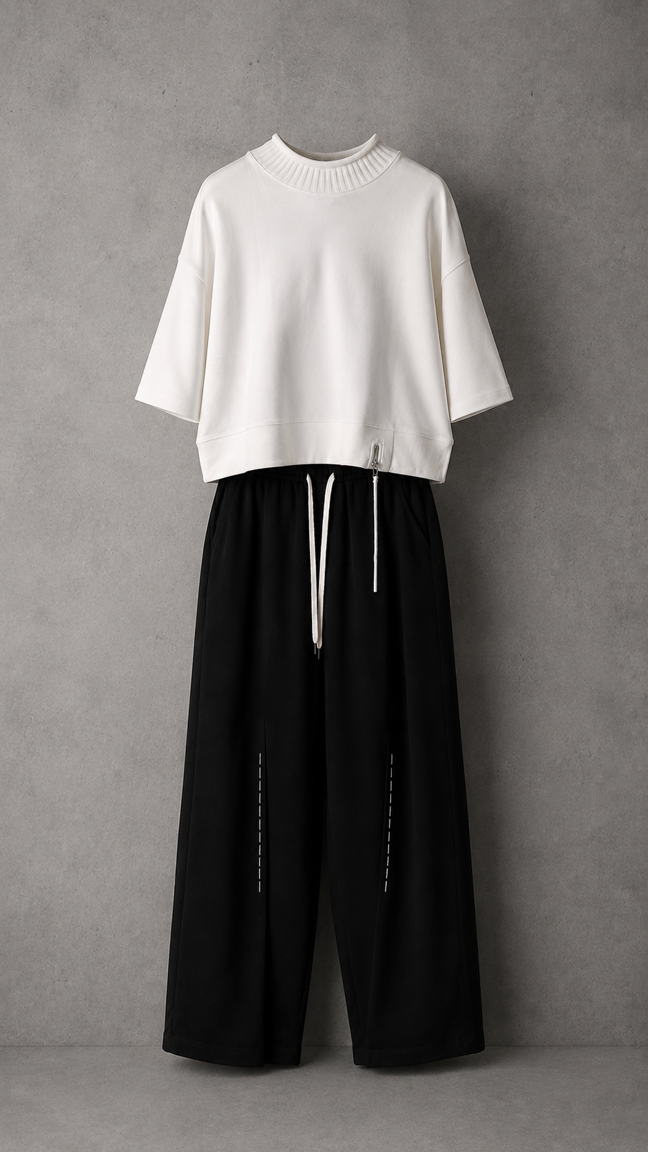 Ribbed Collar Zip Top