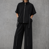 Contrast Stitch Cape Jacket