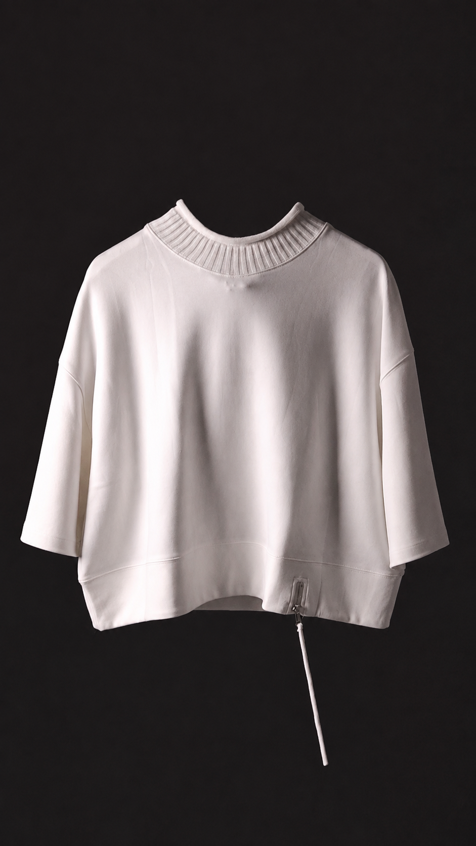 Ribbed Collar Zip Top