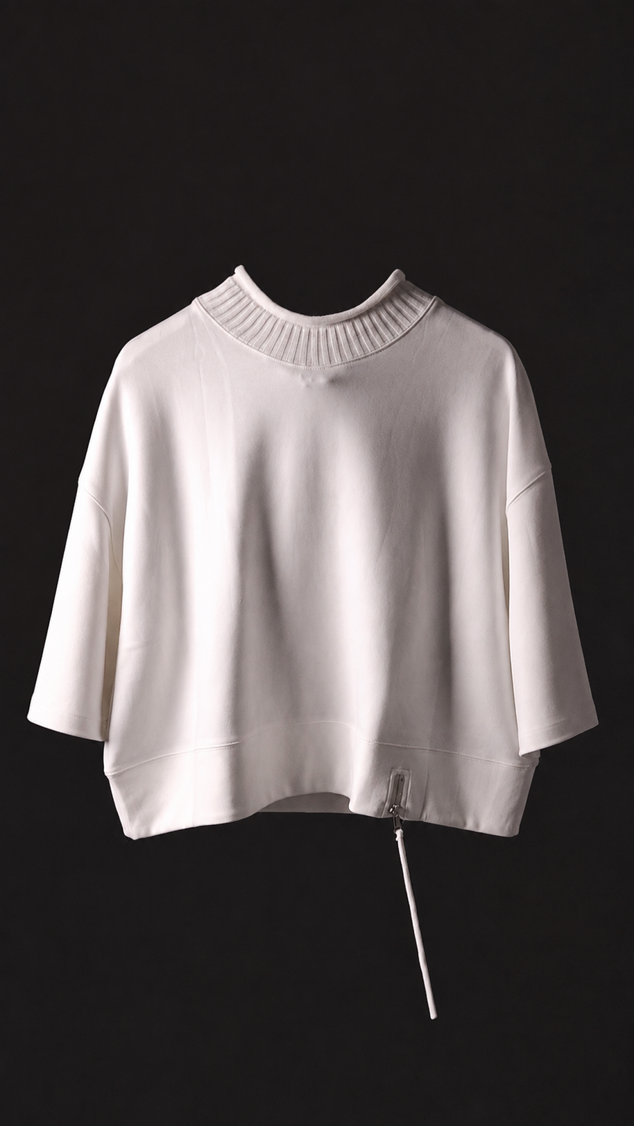 Ribbed Collar Zip Top